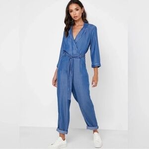 Chambray Tie-Waist Jumpsuit